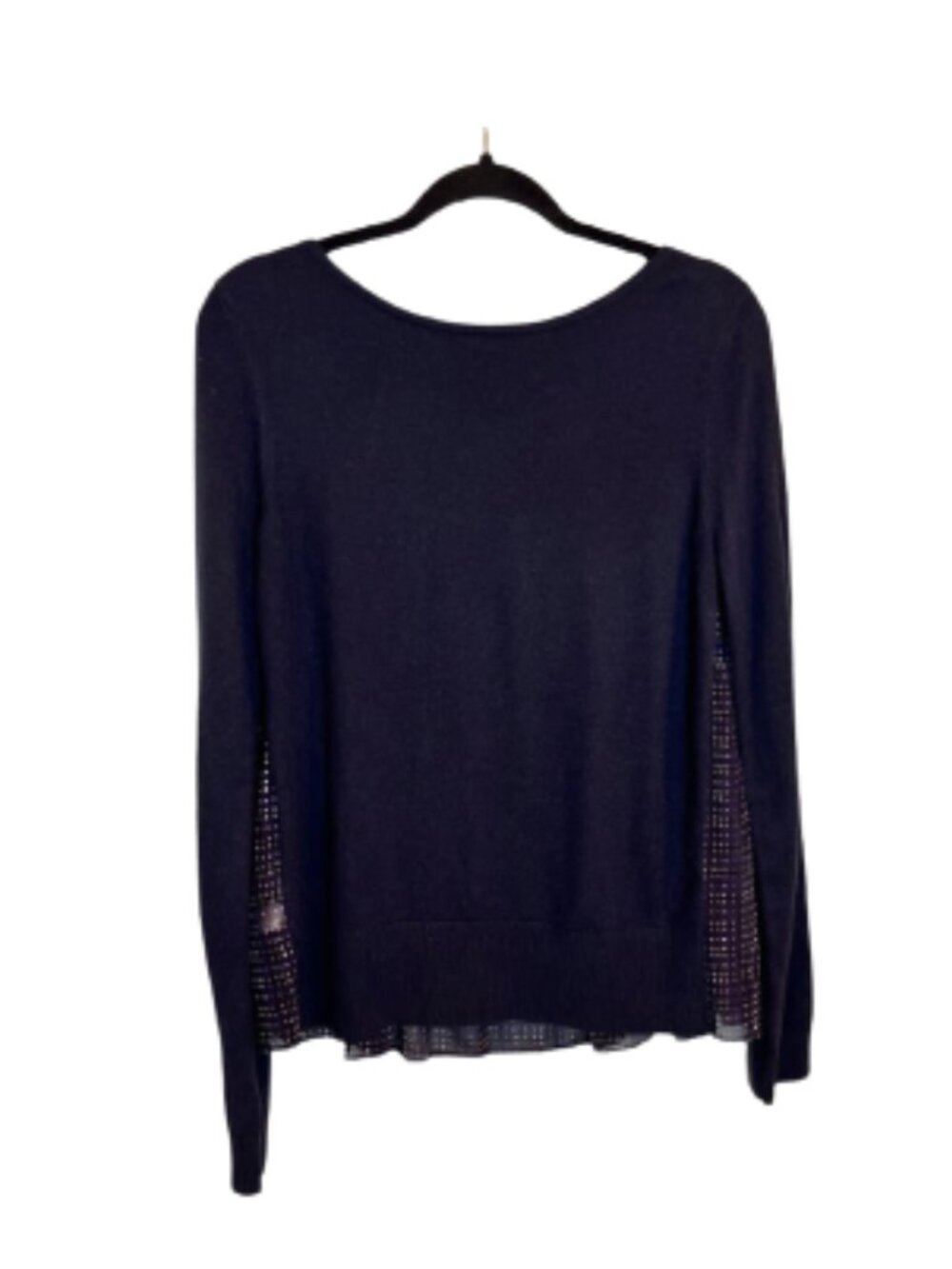 Ann Taylor LOFT Women’s Navy White Long Sleeve Sweater Sheer Polka Dot Back Sz 8